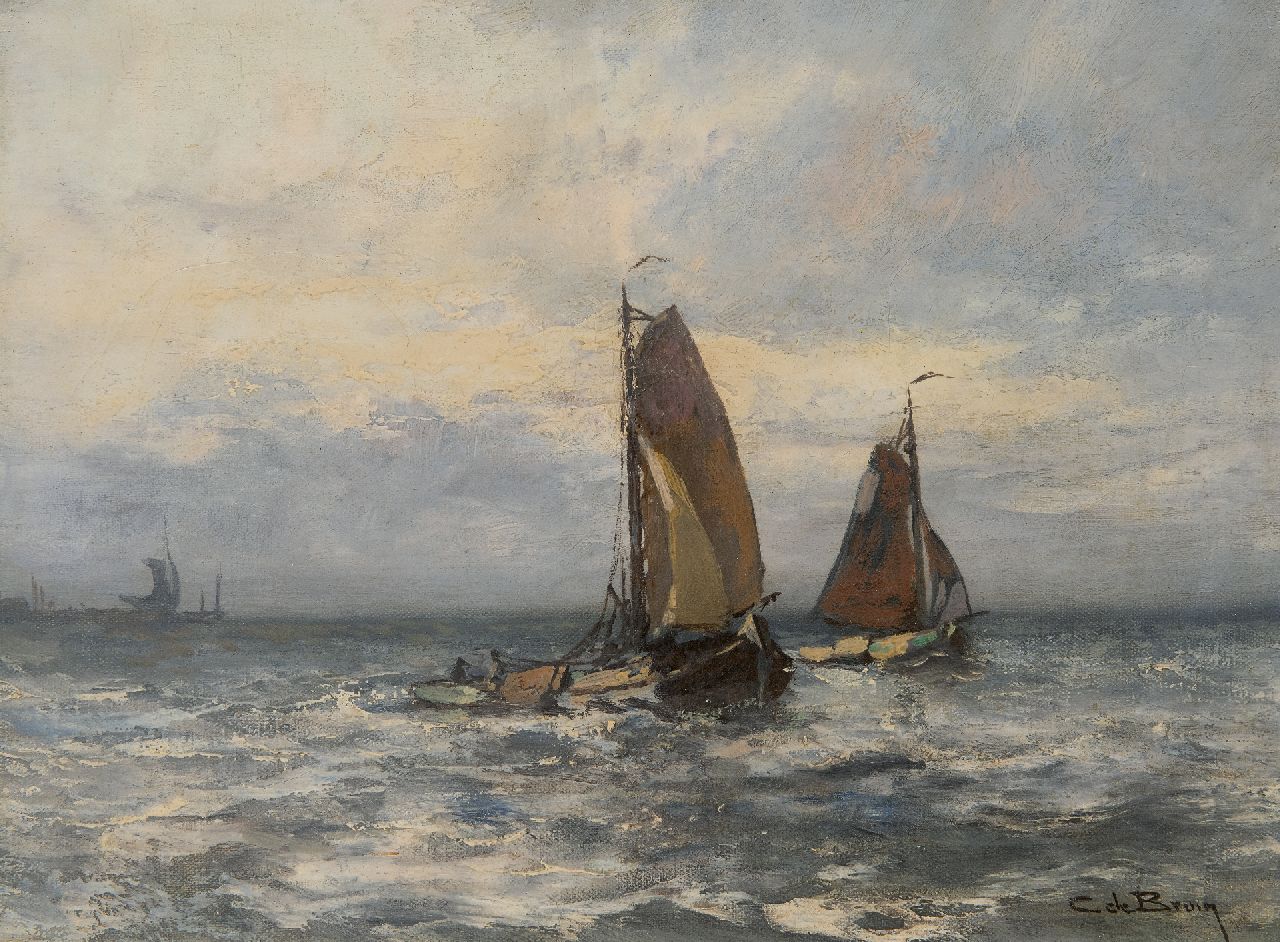 Bruin C. de | Cornelis de Bruin | Paintings offered for sale | Fishing ships off Harderwijk, oil on canvas 30.4 x 40.4 cm, signed l.r. and without frame