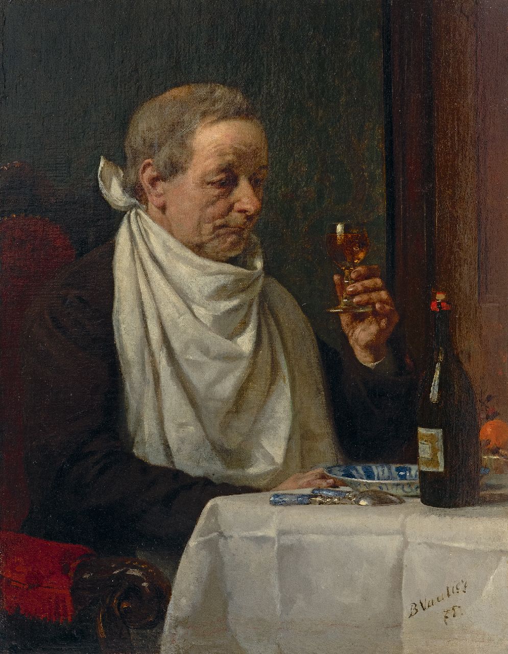 Benjamin Vautier I | The epicurean, oil on canvas, 35.2 x 27.6 cm, signed l.r. and dated '75