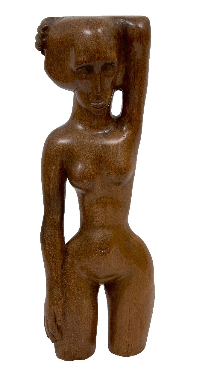 Chabot H.  | Hendrik 'Henk' Chabot, Nude, teakwood 56.0 x 17.0 cm, signed on the back of the left leg and executed in 1928