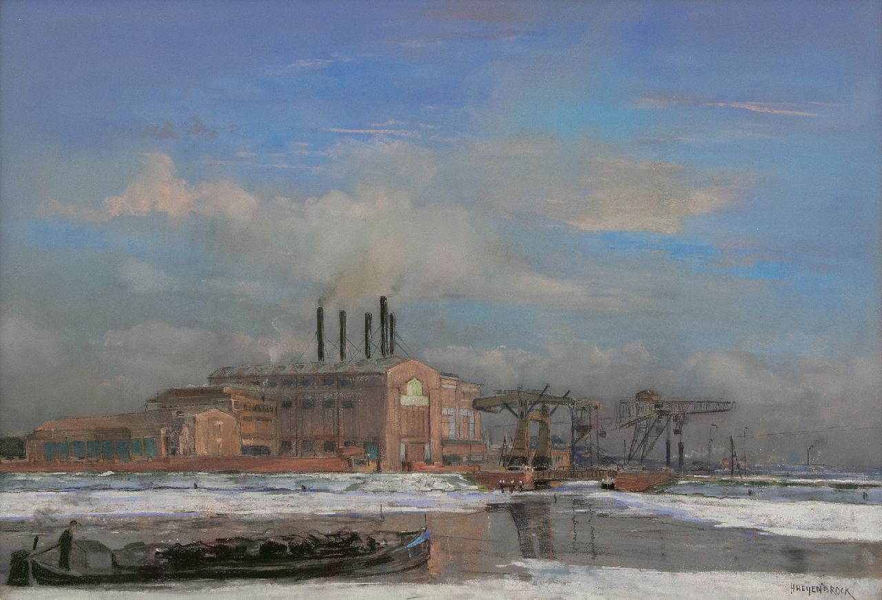 Heijenbrock J.C.H.  | Johan Coenraad Hermann 'Herman' Heijenbrock | Watercolours and drawings offered for sale | The power station Centrale Merwedekanaal in Utrecht, pastel on paper 64.8 x 92.2 cm, signed l.r. and after 1925