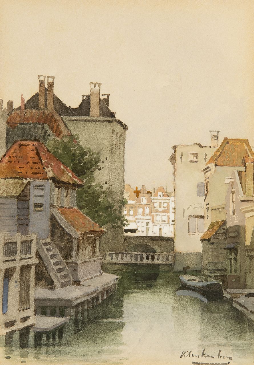 Klinkenberg J.C.K.  | Johannes Christiaan Karel Klinkenberg | Watercolours and drawings offered for sale | Stadtkanal (Rotterdam), watercolour on paper 24.5 x 17.4 cm, signed l.r.