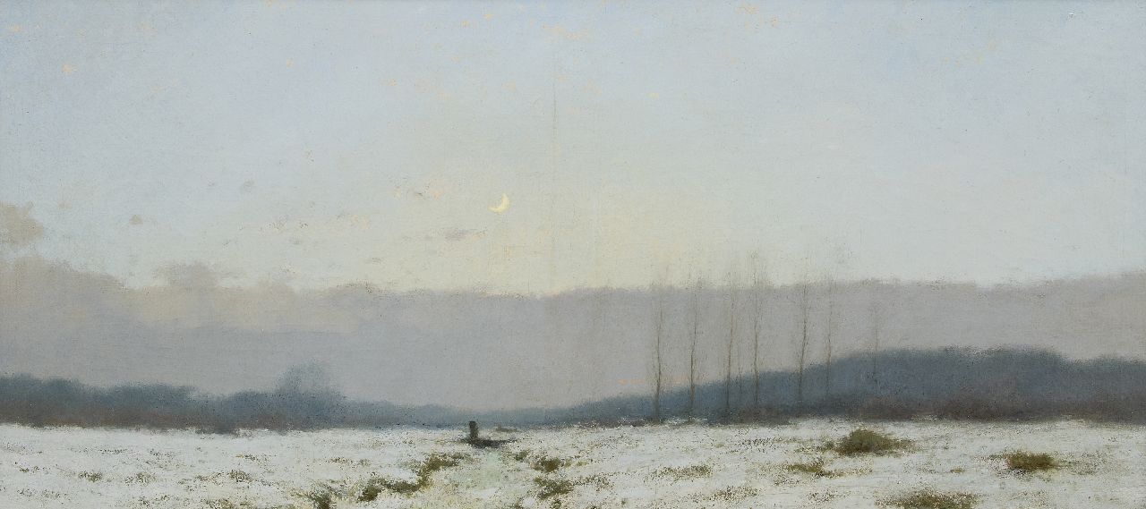 Kuijpers C.  | Cornelis Kuijpers, Winter evening, oil on canvas 60.5 x 128.5 cm, signed l.r.