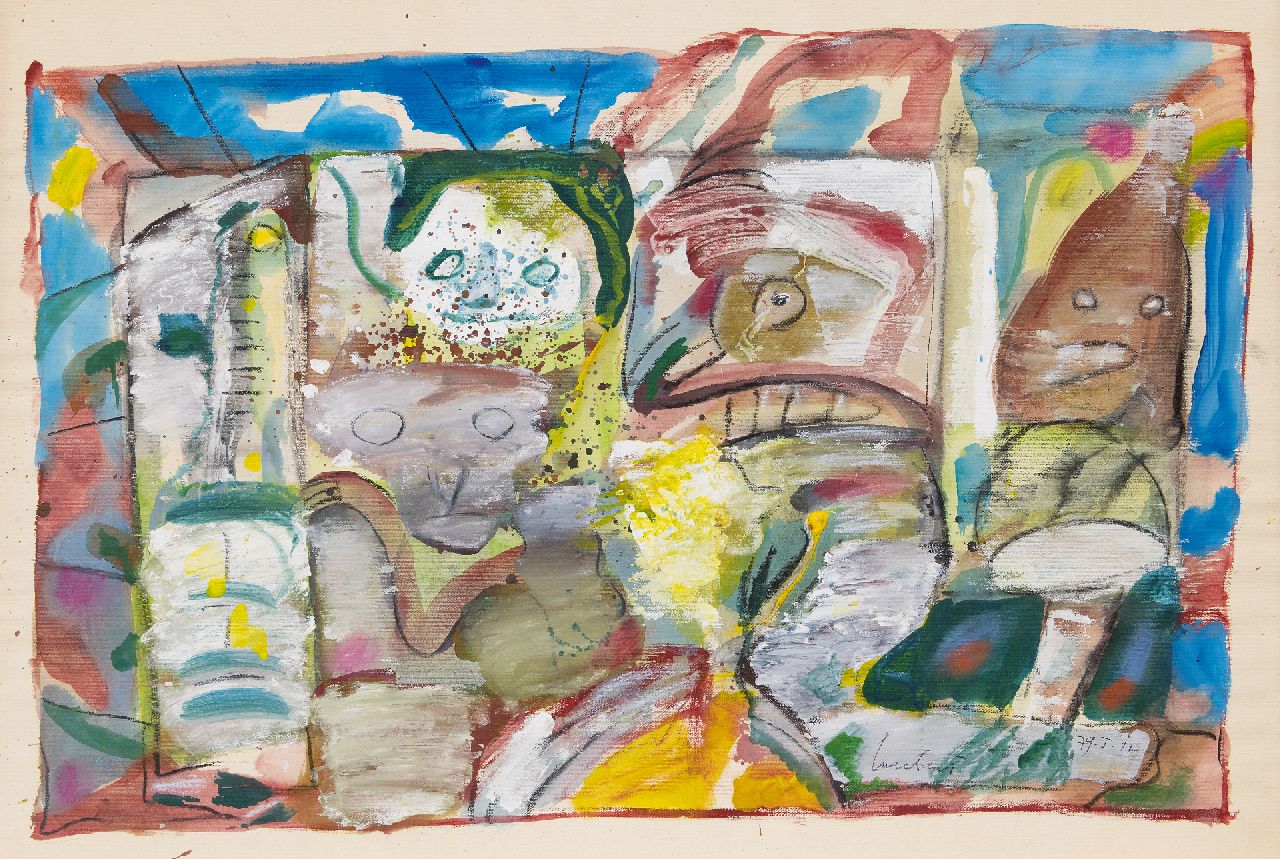 Lucebert (Lubertus Jacobus Swaanswijk)   | Lucebert (Lubertus Jacobus Swaanswijk) | Watercolours and drawings offered for sale | Untitled, chalk and gouache on paper 73.5 x 108.0 cm, signed l.r. and dated '79.I.11