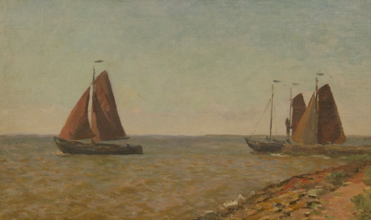 Tholen W.B.  | Willem Bastiaan Tholen | Paintings offered for sale | Ships on the IJsselmeer, oil on canvas laid down on panel 31.9 x 52.0 cm, signed l.r. and dated '26