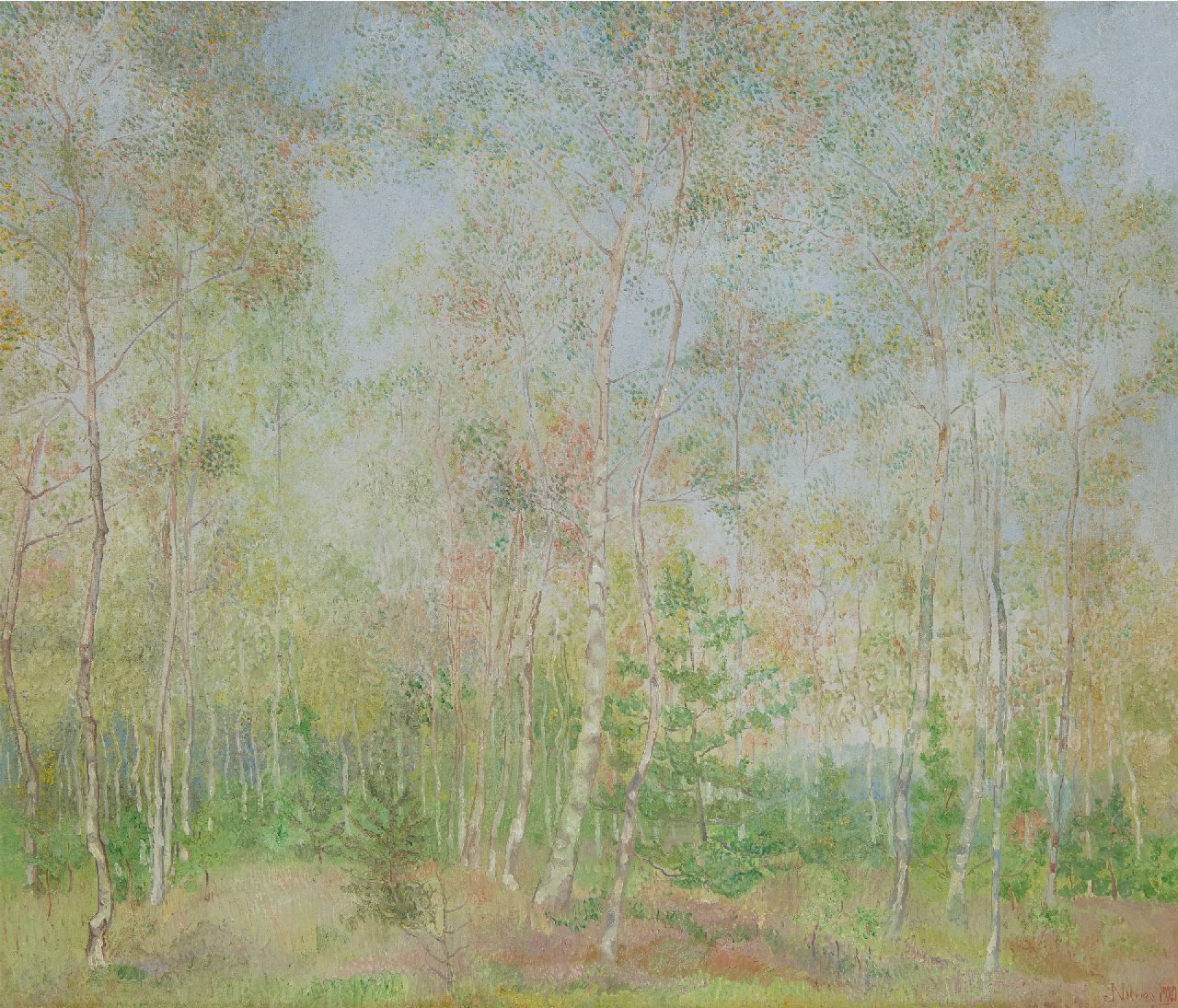 Nieweg J.  | Jakob Nieweg | Paintings offered for sale | Birch trees, oil on canvas 60.3 x 70.7 cm, signed l.r. and dated 1920