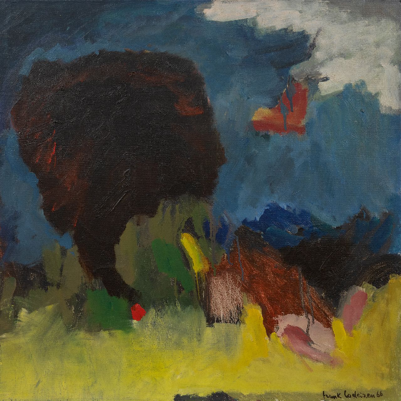 Lodeizen F.  | Frank Lodeizen | Paintings offered for sale | Landscape, oil on canvas 60.0 x 60.0 cm, signed l.r. and dated '66