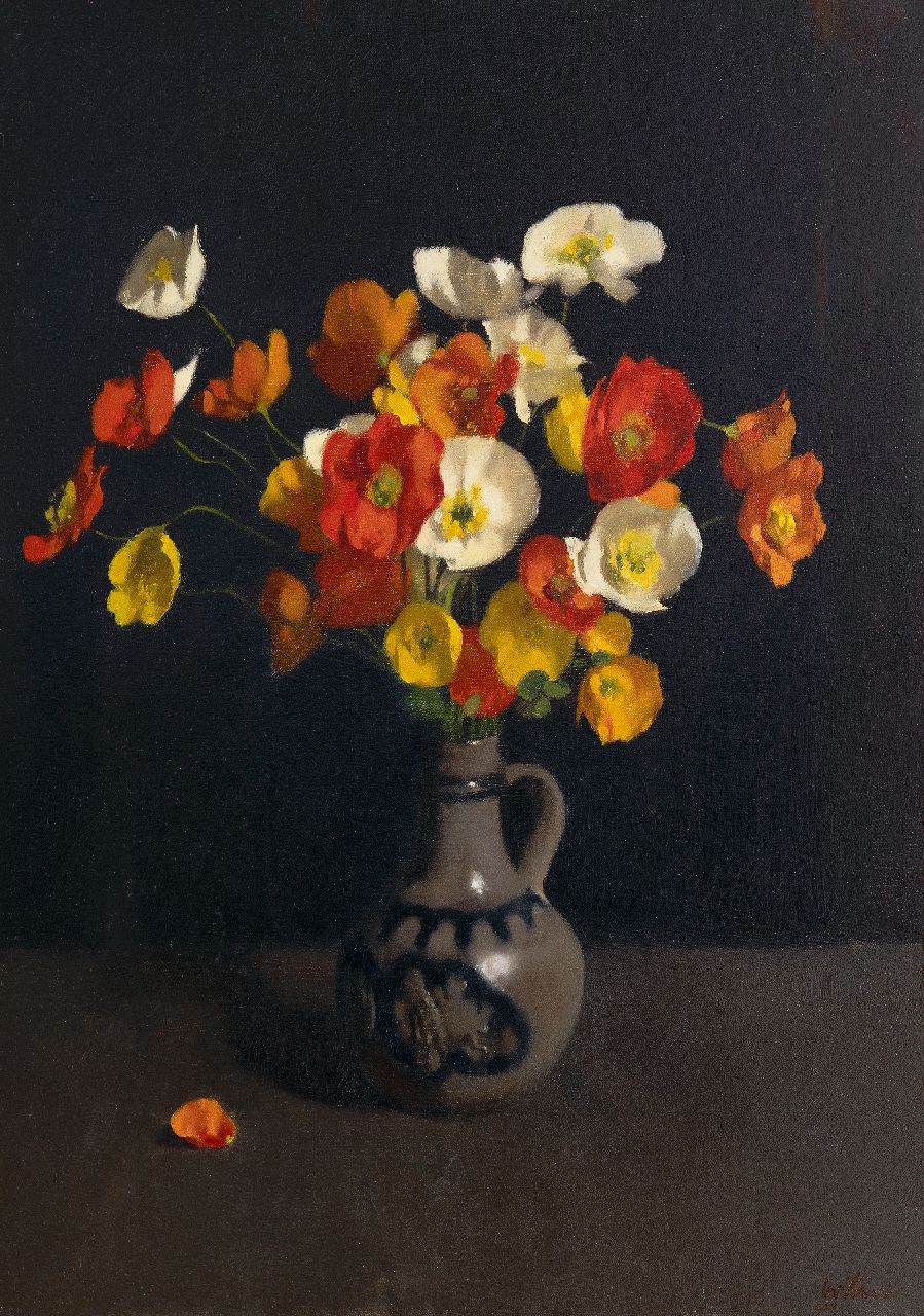 Witsen W.A.  | 'Willem' Arnold Witsen | Paintings offered for sale | Poppies in a stone pitcher, oil on canvas 62.4 x 45.8 cm, signed l.r.