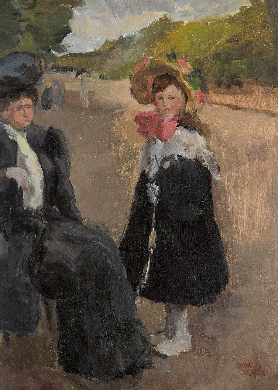Israels I.L.  | 'Isaac' Lazarus Israels, Sari Cohen (the cousin of Isaac Israels) and her daughter Eida on the Champs-Elysées in Parijs, oil on canvas 46.3 x 33.5 cm, signed l.r. and painted ca. 1914