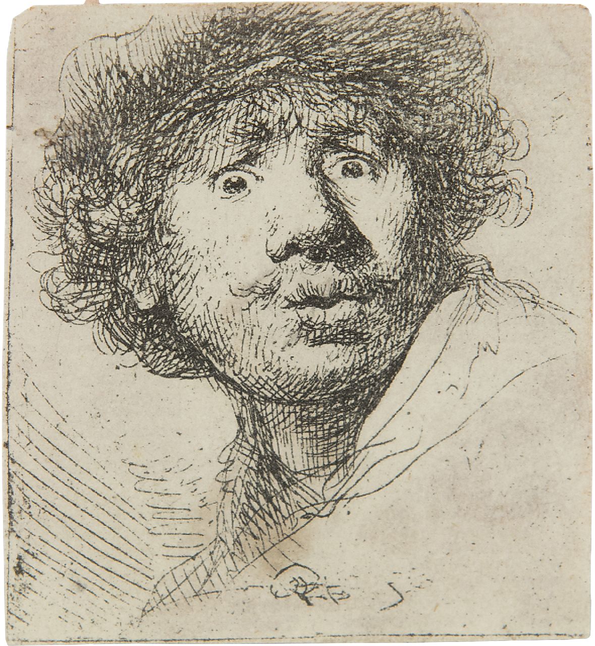 Rembrandt (Rembrandt Harmensz. van Rijn)   | Rembrandt (Rembrandt Harmensz. van Rijn) | Prints and Multiples offered for sale | Rembrandt in a cap, open mouthed and staring, etching 4.9 x 4.3 cm, signed m.c. (in the plate) and dated 1630