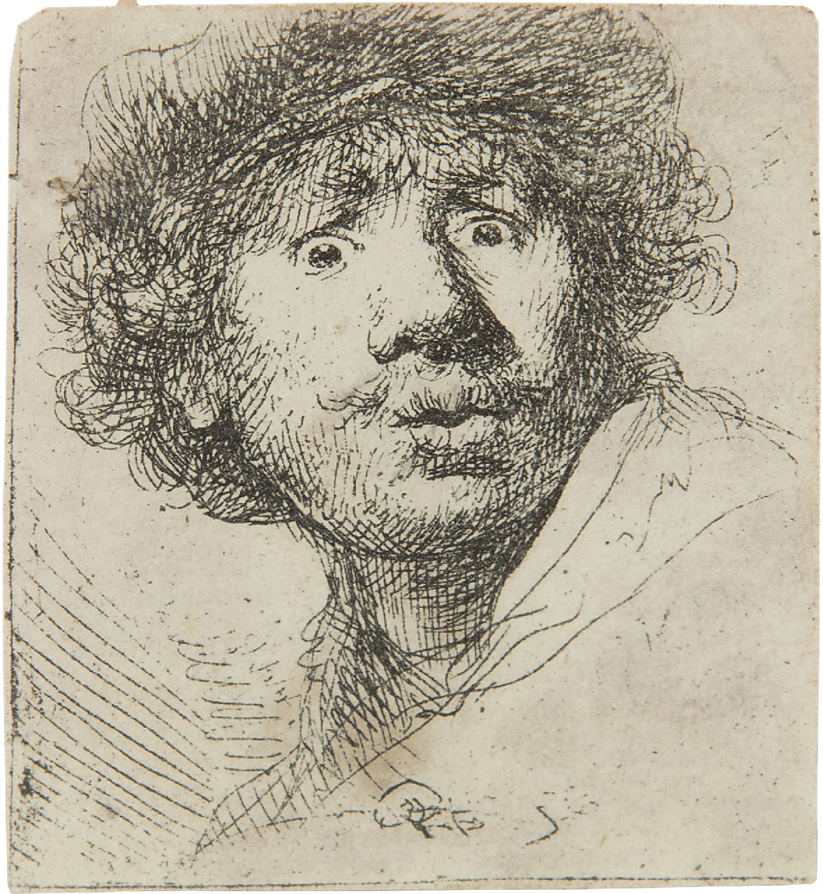 Rembrandt (Rembrandt Harmensz. van Rijn)   | Rembrandt (Rembrandt Harmensz. van Rijn) | Prints and Multiples offered for sale | Rembrandt in a cap, open mouthed and staring, etching on paper 4.9 x 4.3 cm, signed m.c. (in the plate) and dated 1630 (in the plate)