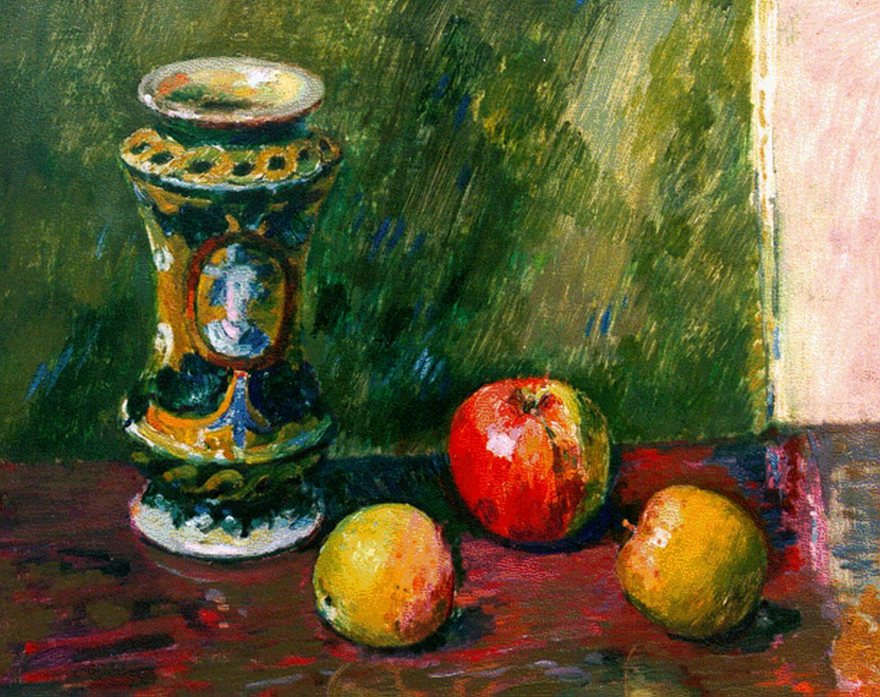 Wiegers J.  | Jan Wiegers, A still life with apples, oil on canvas 40.5 x 50.5 cm, signed m.r.