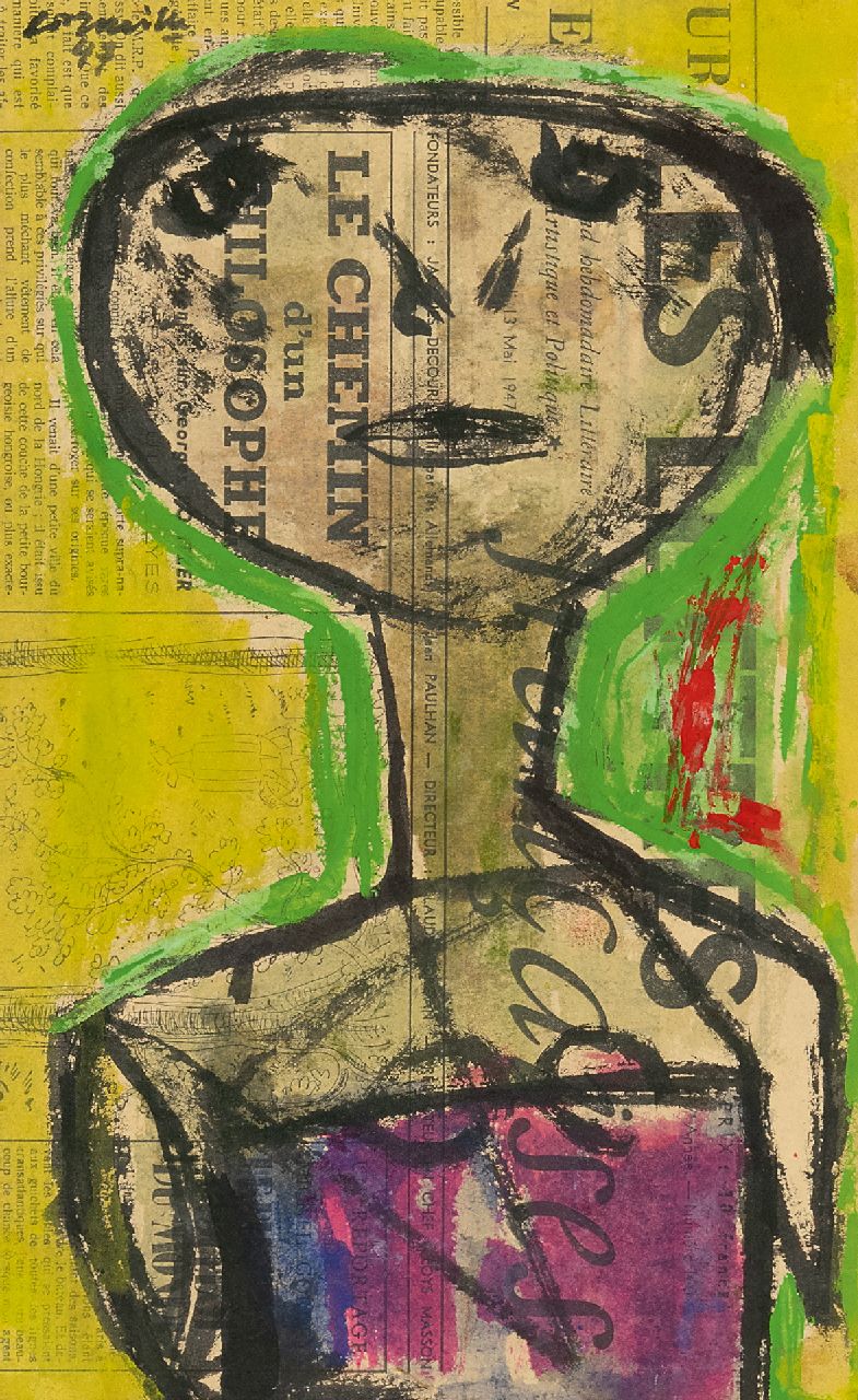 Corneille ('Corneille' Guillaume Beverloo)   | Corneille ('Corneille' Guillaume Beverloo) |  offered for sale | Le Chemin d'un Philosophe, watercolour and gouache on newspaper 34.2 x 22.1 cm, signed u.l. and dated '47