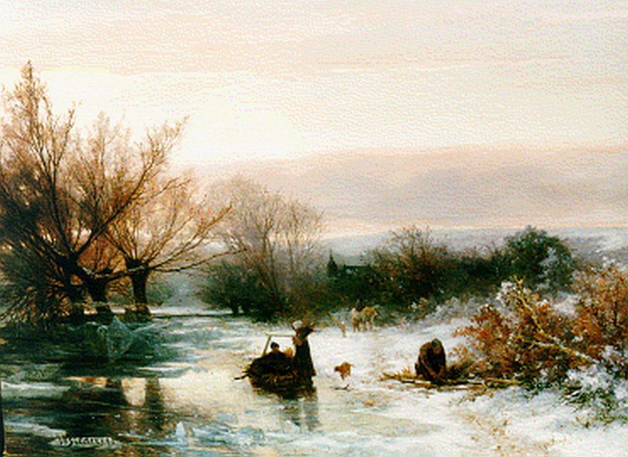 Bilders J.W.  | Johannes Warnardus Bilders, Gathering wood in a winter landscape, oil on canvas 80.8 x 109.6 cm, signed l.l. and dated '60