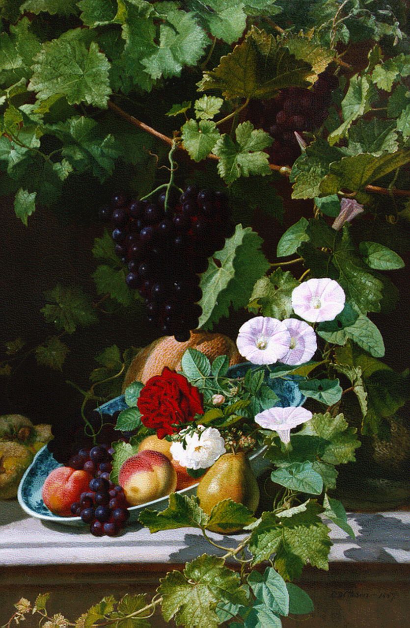 Ottesen O.D.  | Otto Didrik Ottesen, A fruit bowl, oil on panel 81.4 x 51.3 cm, signed l.r. and dated 1887