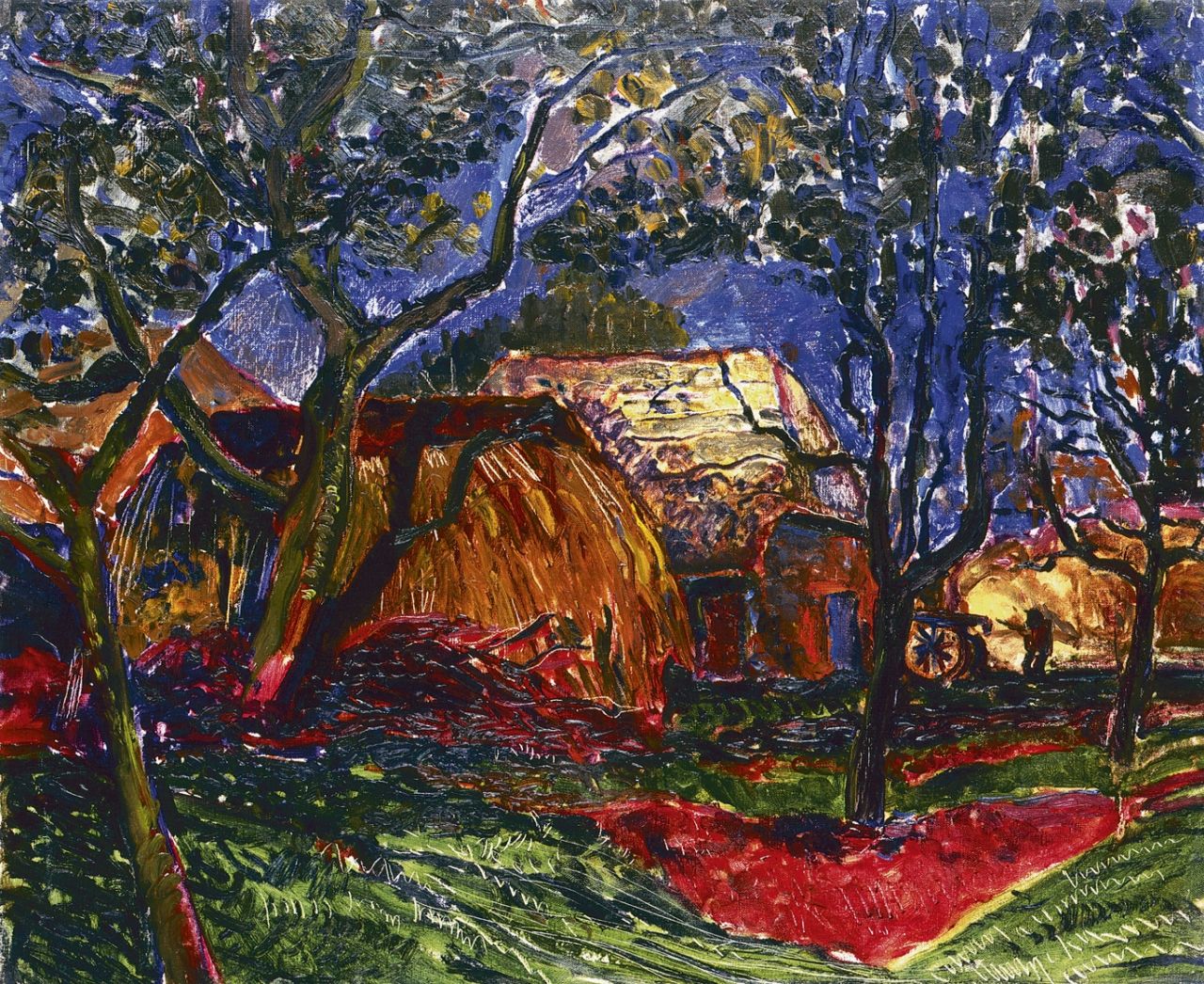 Kruysen A.P.E.  | Antonius Petrus Everhardus 'Antoon' Kruysen, Farmhouses in a landscape, oil on canvas 50.3 x 60.0 cm
