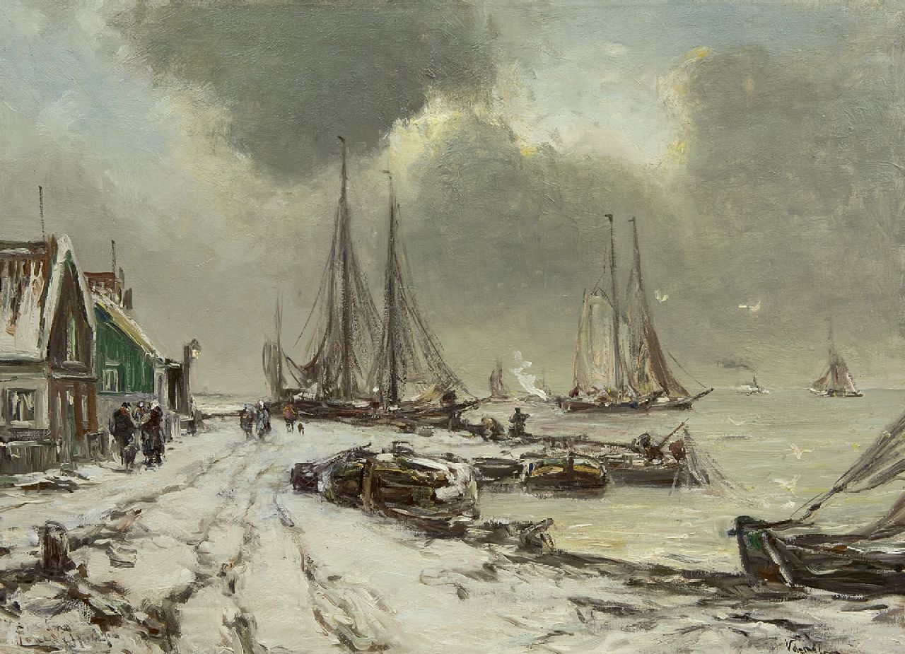 Apol L.F.H.  | Lodewijk Franciscus Hendrik 'Louis' Apol | Paintings offered for sale | Winter at the Zuiderzee near Volendam, oil on canvas 55.3 x 75.3 cm, signed l.l.