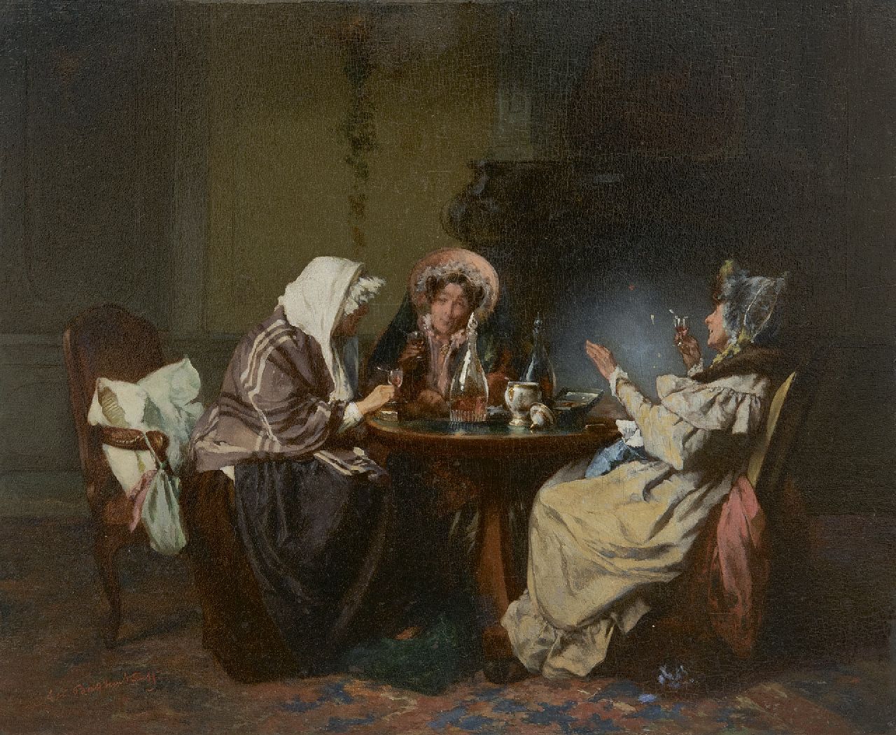 Bakker Korff A.H.  | Alexander Hugo Bakker Korff, The reconvalescent, oil on panel 19.8 x 24.0 cm, signed l.l.