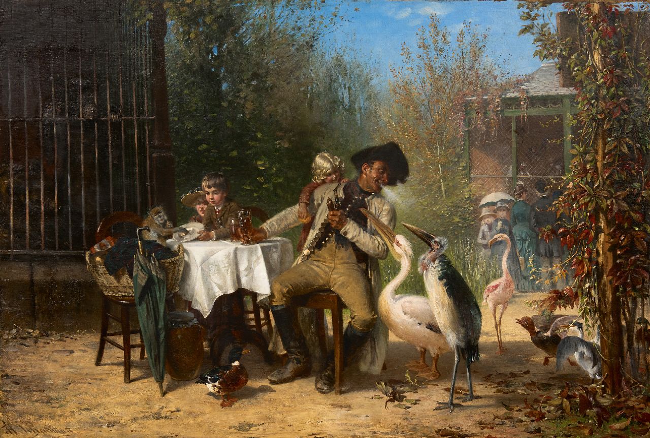 Schaumann W.H.  | Wilhelm 'Heinrich' Schaumann, At the zoo, oil on canvas 67.4 x 100.4 cm, signed l.l.