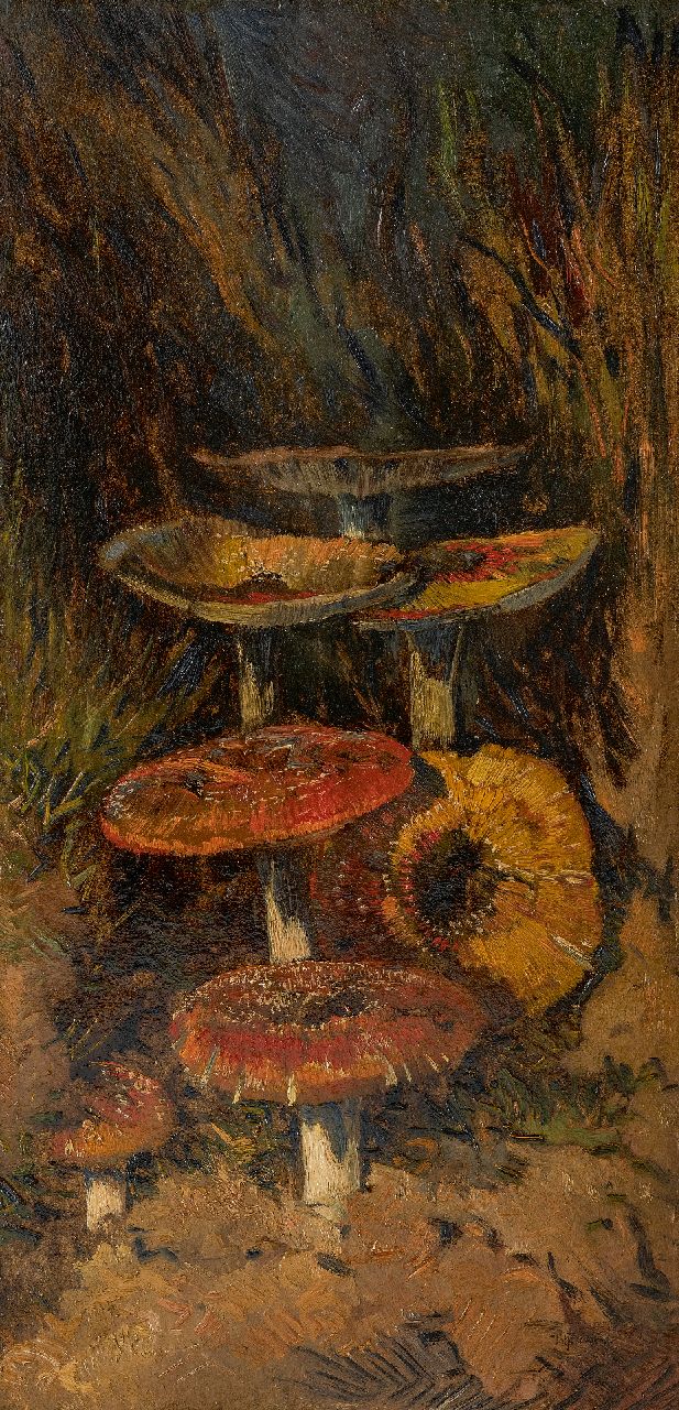 Goedvriend Th.F.  | Theodoor Franciscus 'Theo' Goedvriend | Paintings offered for sale | Fly agarics, oil on board 63.1 x 32.8 cm, signed l.r.