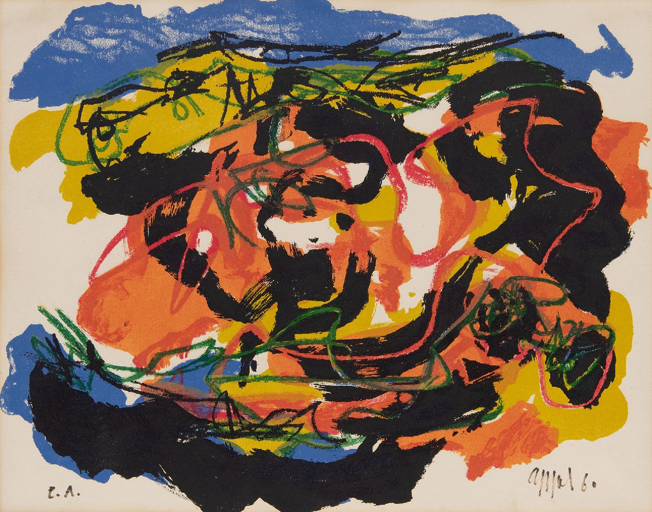 Appel C.K.  | Christiaan 'Karel' Appel | Prints and Multiples offered for sale | Composition, lithograph 38.9 x 49.8 cm, signed l.r. and dated '60