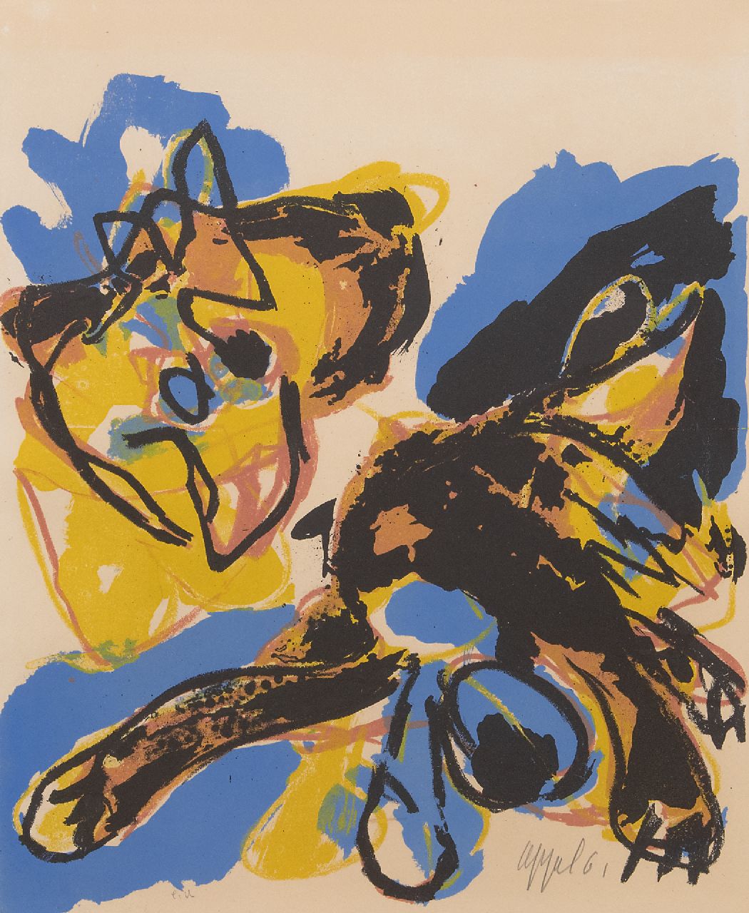 Appel C.K.  | Christiaan 'Karel' Appel | Prints and Multiples offered for sale | A beast drawn man, lithograph on paper 50.0 x 40.0 cm, signed l.r. (in pencil) and dated '61 (in pencil)