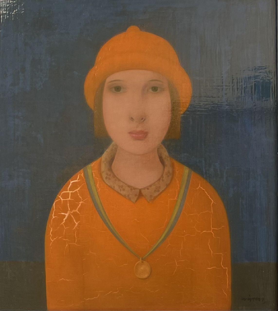 Wiggers K.H.  | 'Karel' Hendrik Wiggers, Boy with medal, oil on canvas laid down on panel 43.0 x 38.0 cm, signed l.r.
