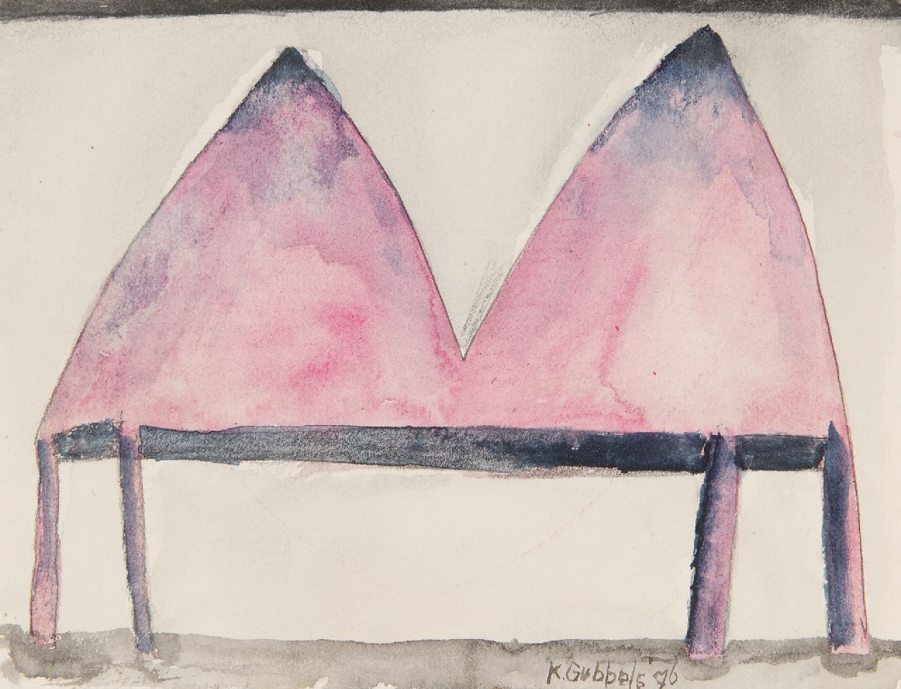 Klaas Gubbels | Table, crayon and watercolour on paper, 12.5 x 16.2 cm, signed l.r. and dated '76
