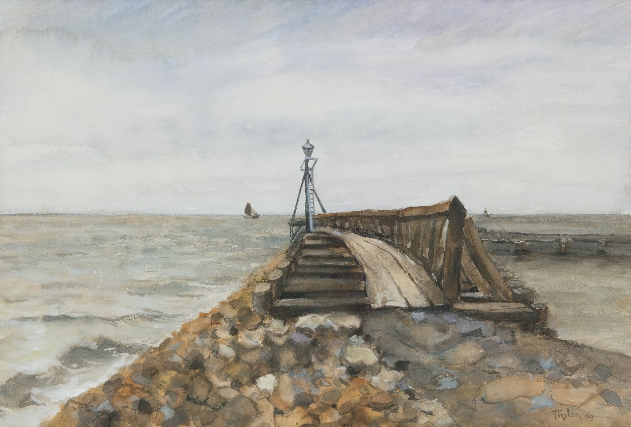 Tholen W.B.  | Willem Bastiaan Tholen | Watercolours and drawings offered for sale | The harbour of Nijkerk, watercolour on paper 38.3 x 56.5 cm, signed l.r. and dated '09