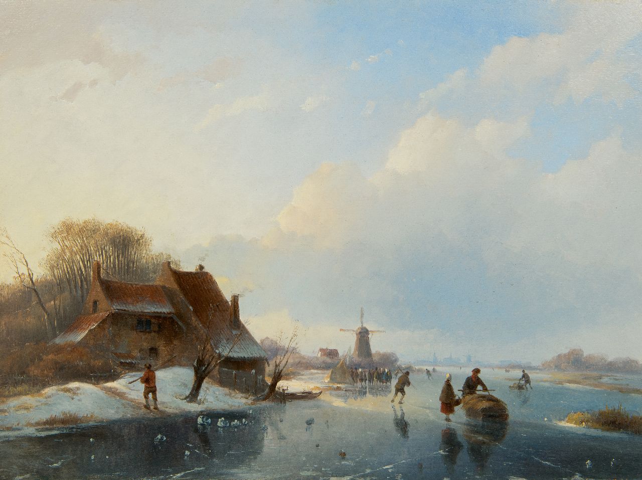 Vester W.  | Willem Vester, Clear winter's day on the ice, oil on panel 32.6 x 43.5 cm, signed l.l.