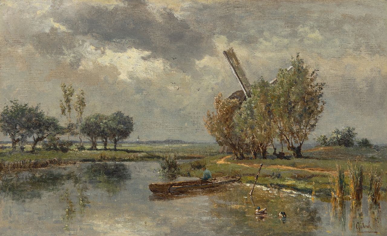 Gabriel P.J.C.  | Paul Joseph Constantin 'Constan(t)' Gabriel, Before the storm, at Abcoude, oil on canvas 28.6 x 46.2 cm, signed l.r.
