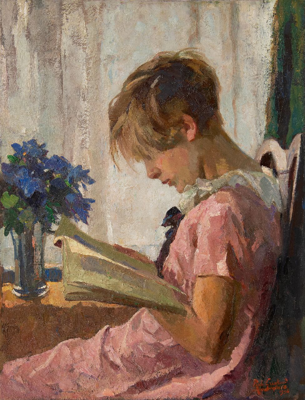 Graafland R.A.A.J.  | Robert Archibald Antonius Joan 'Rob' Graafland, Reading girl, oil on canvas 80.5 x 60.3 cm, signed l.r. and dated 1936