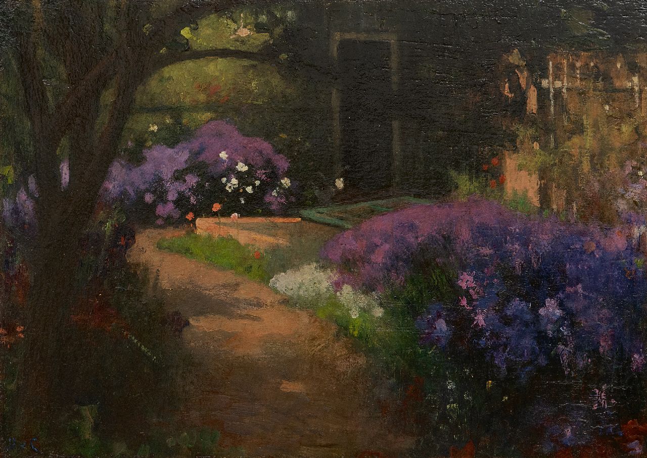 Looy J. van | Jacobus van Looy | Paintings offered for sale | Garden in Haarlem, oil on panel 26.8 x 37.0 cm, signed l.l. with initials and painted in 1907-1930