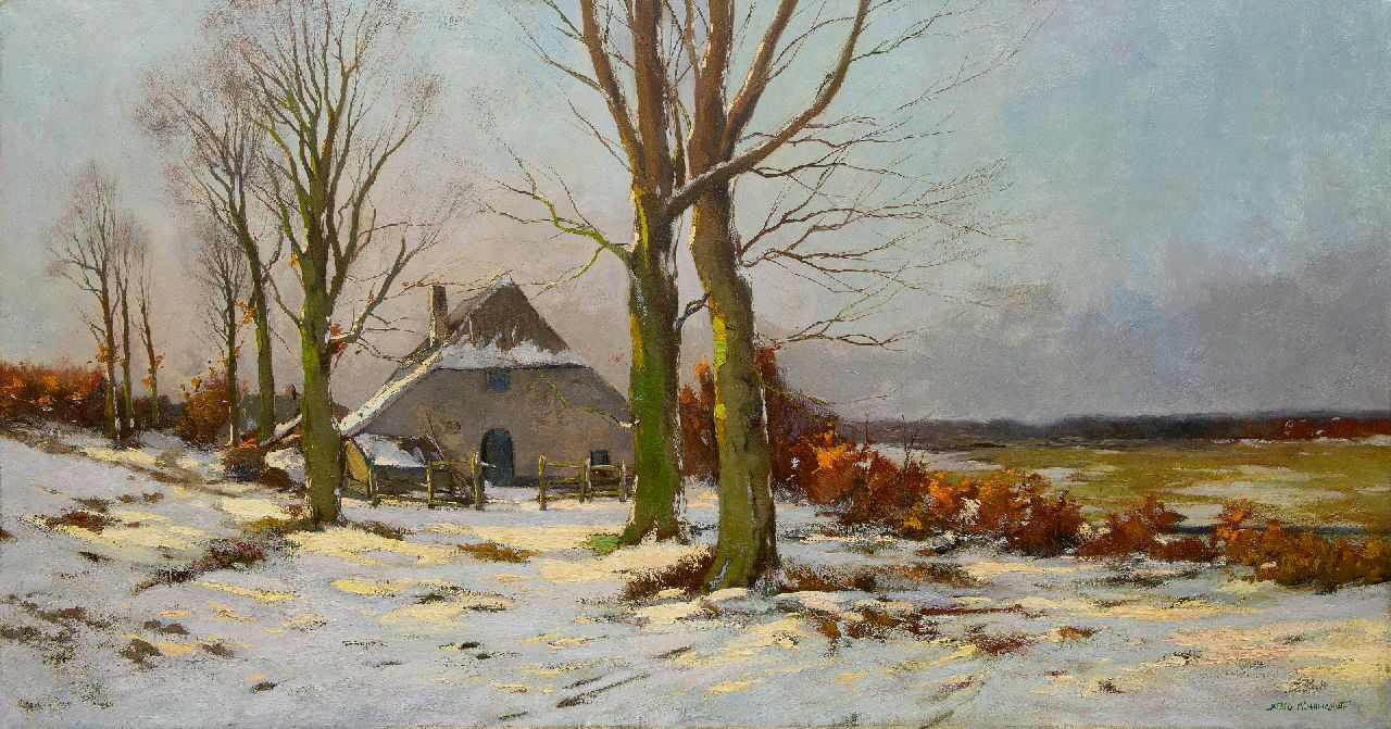 Xeno Münninghoff | A farm in a snowy landscape, oil on canvas, 80.4 x 151.1 cm, signed l.r.