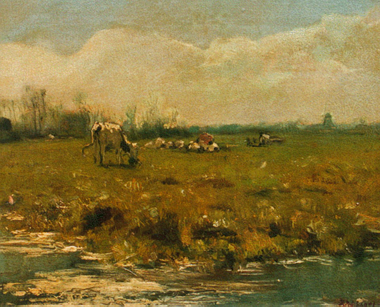 Schaap E.R.D.  | Egbert Rubertus Derk Schaap, Cows in a meadow, 24.4 x 29.3 cm, signed l.r.