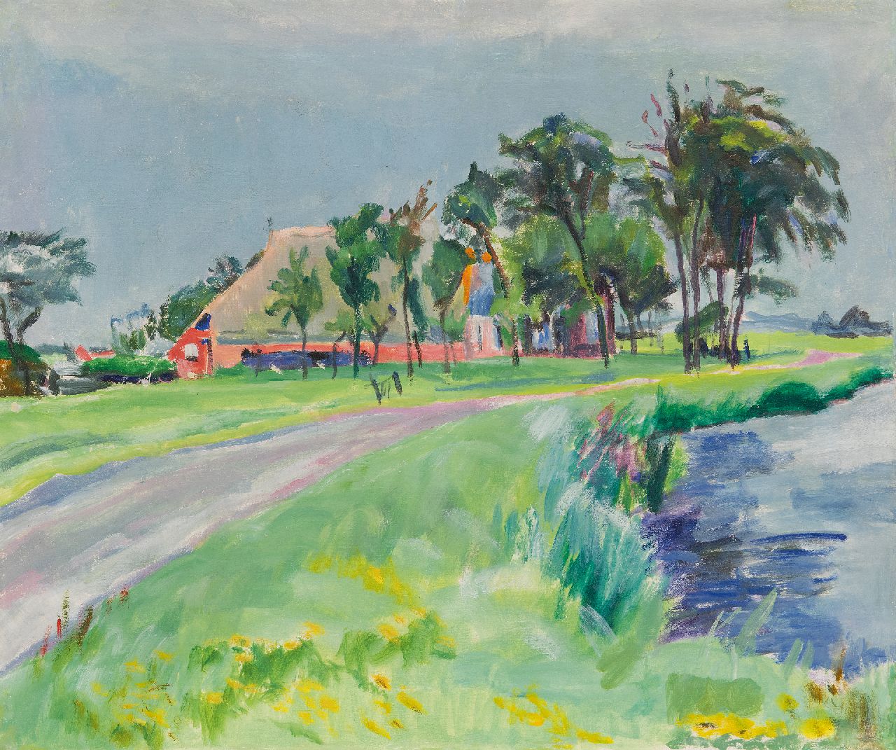 Kleima E.A.  | 'Ekke' Abel Kleima, Landscape in Groningen, oil on canvas 50.8 x 59.5 cm