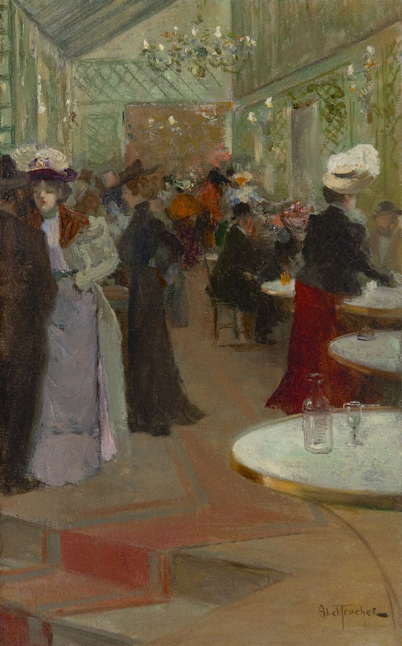Abel-Truchet L.  | Louis Abel-Truchet | Paintings offered for sale | Le soir au café, oil on canvas 48.5 x 29.4 cm, signed l.r. and painted ca. 1905