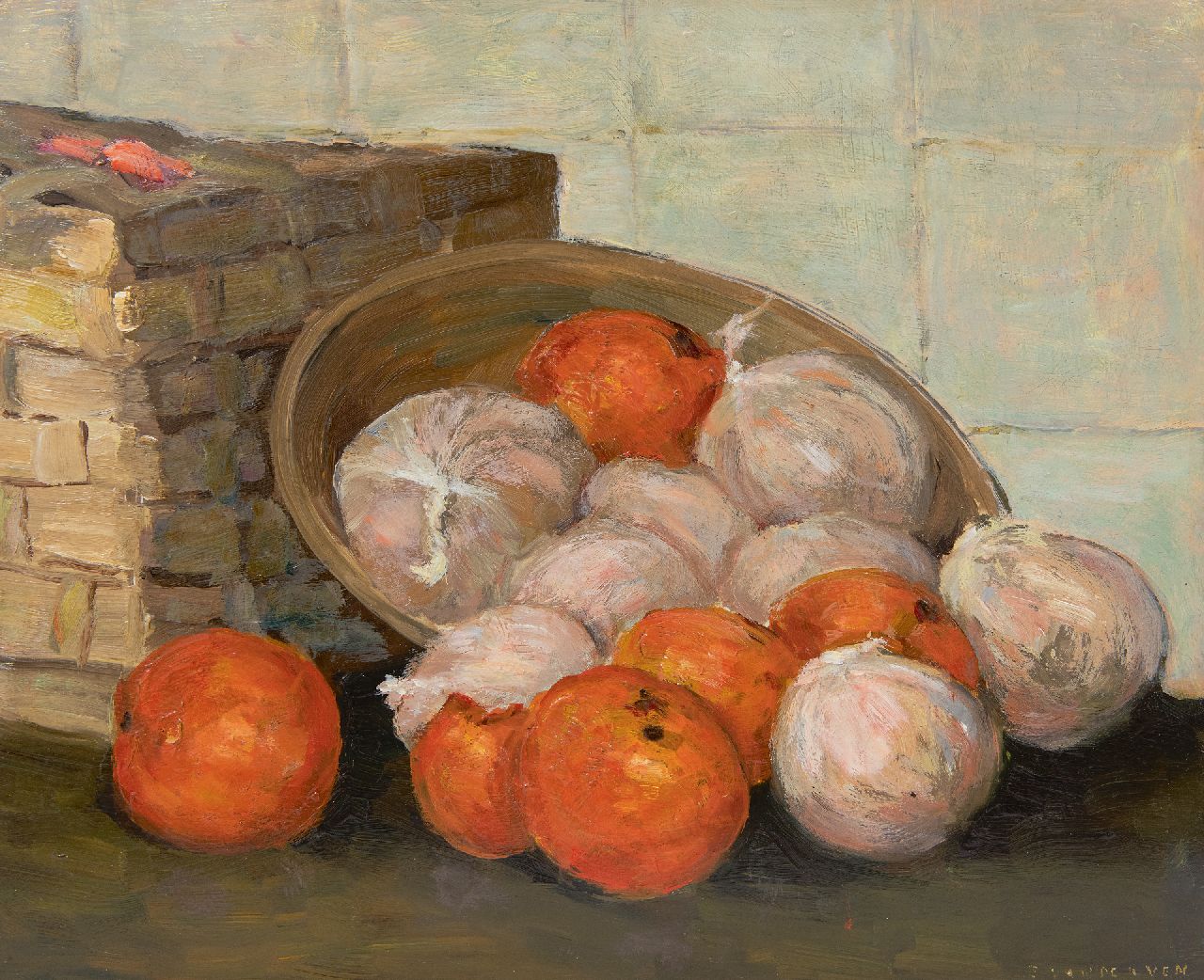 Manus van der Ven | Still life with mandarins, oil on board, 30.4 x 37.2 cm, signed l.r.