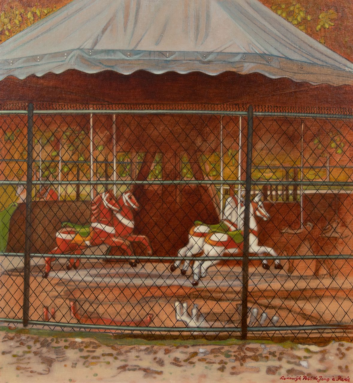 Post de Jong L.N.  | Lodewijk Nicolaas Post de Jong | Paintings offered for sale | Carousel in Paris, oil on board 62.2 x 56.8 cm, signed l.r.