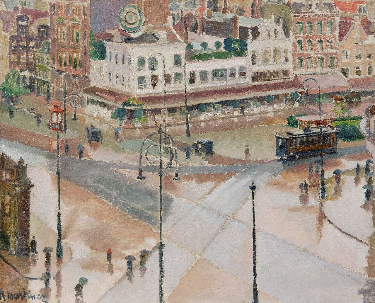 Martinez R.  | Raoul Martinez | Paintings offered for sale | Near the Leidseplein, Amsterdam, oil on canvas 53.2 x 65.3 cm, signed l.l.