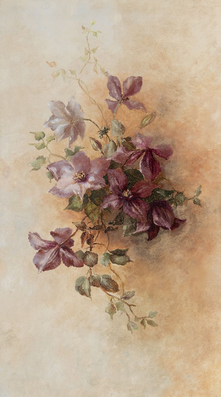 Quarles van Ufford Ph.A.M.  | Philippine Anne Madeleine Quarles van Ufford, Still life of Clematis, oil on panel 79.0 x 45.0 cm