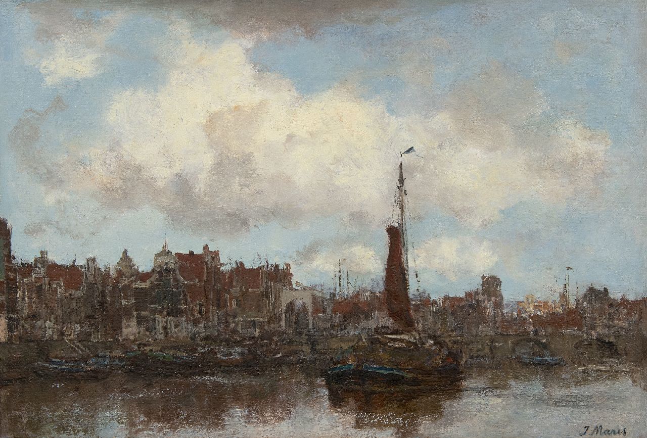 Maris J.H.  | Jacobus Hendricus 'Jacob' Maris | Paintings offered for sale | View of  town (Amsterdam), oil on canvas 31.3 x 44.9 cm, signed l.r. and 1980's