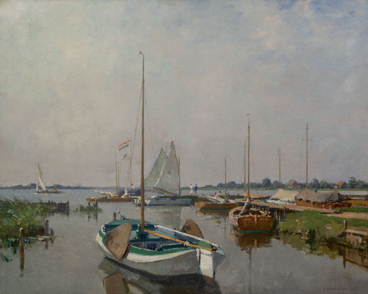 Vreedenburgh C.  | Cornelis Vreedenburgh, Sailing boats at the Loosdrechtse Plassen, oil on canvas 80.0 x 100.0 cm, signed l.r. and dated 1933