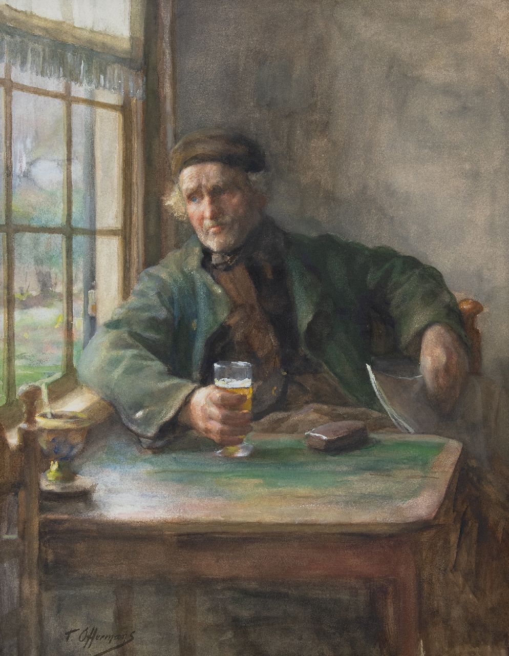 Offermans A.L.G.  | Anton Lodewijk George 'Tony' Offermans, The pub, watercolour on paper 56.5 x 43.5 cm, signed l.l.