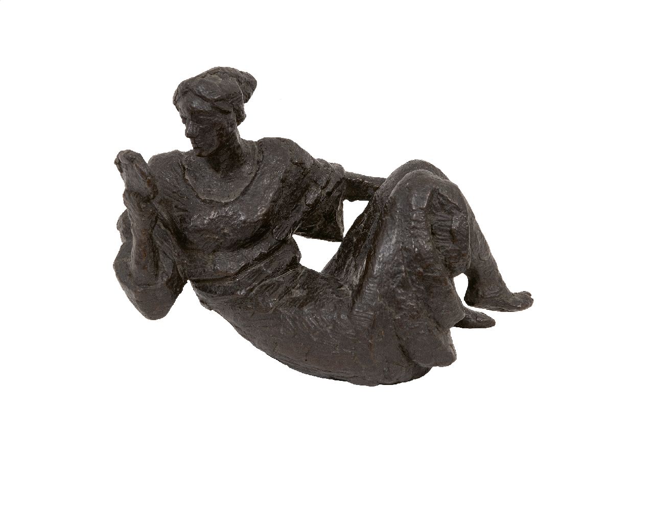 Onbekend Duitse School  | Onbekend | Sculptures and objects offered for sale | Reclining lady with handmirror, bronze 14.0 x 20.0 cm