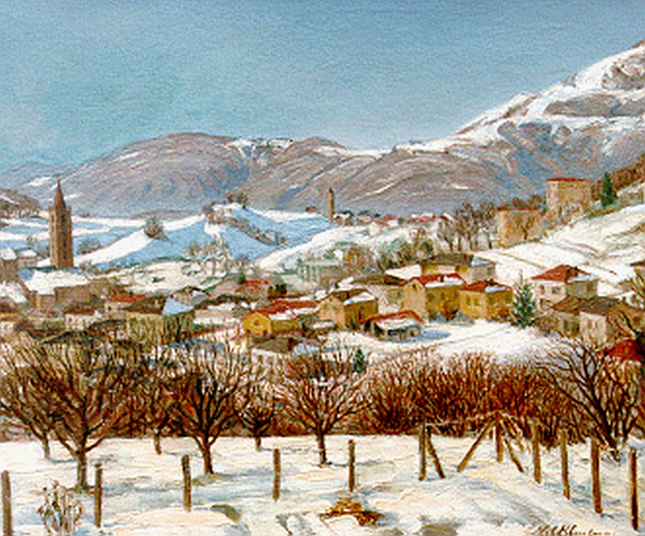 Kluitman P.J.M.  | Petronella Johanna Marie 'Nel' Kluitman, A village in a mountainous landscape, oil on canvas 49.8 x 59.9 cm, signed l.r. and dated Jan. '70