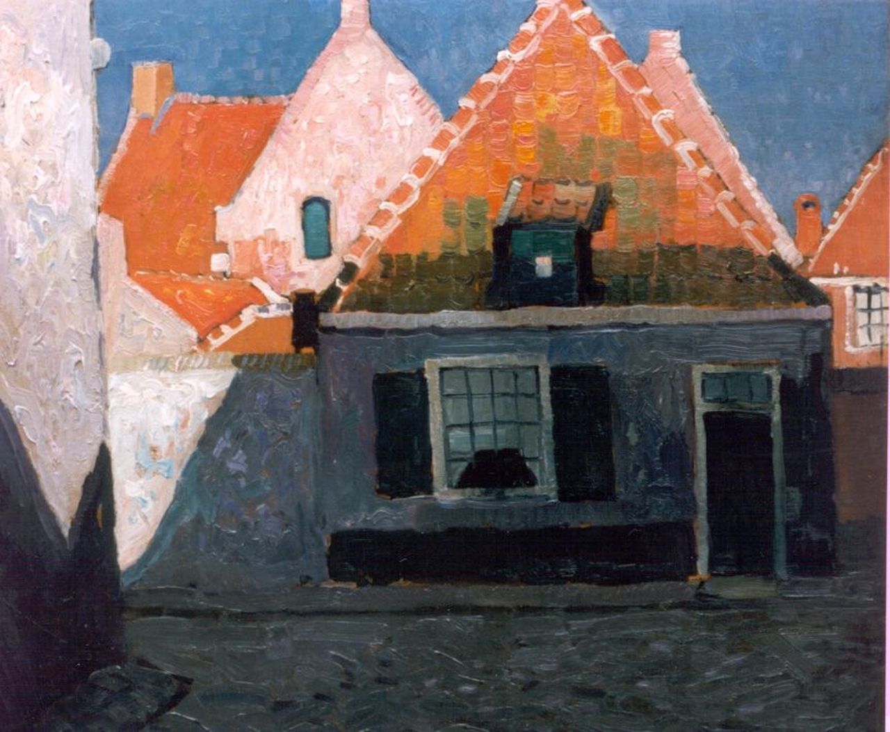 Hynckes R.  | Raoul Hynckes, A sunlit street, Bruinisse, oil on canvas 48.5 x 57.0 cm