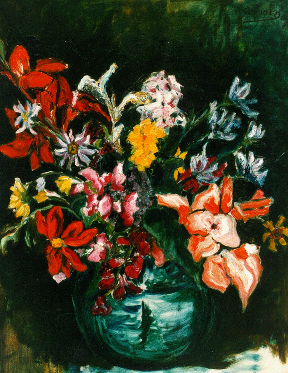 Simonin V.  | Victor Simonin, Flowers in a chinese vase, oil on canvas 80.0 x 60.0 cm, signed u.r.