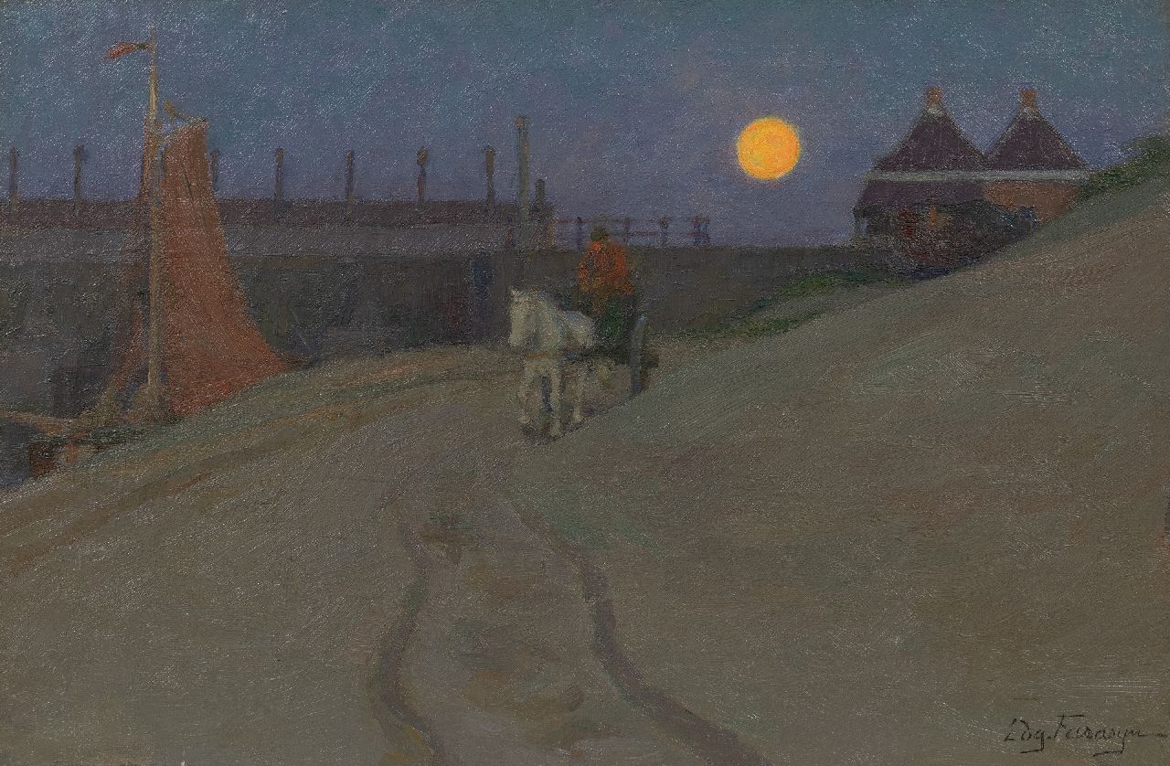 Farasijn E.  | Edgard Farasijn | Paintings offered for sale | The 'Watering' near Katwijk by moonlight, oil on canvas 35.2 x 53.2 cm, signed l.r.