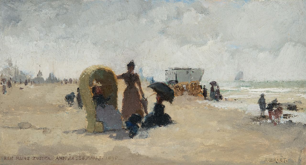 Briët A.H.C.  | 'Arthur' Henri Christiaan Briët, Beach scene, oil on panel 14.9 x 26.0 cm, signed l.r. and dated ca. 1895