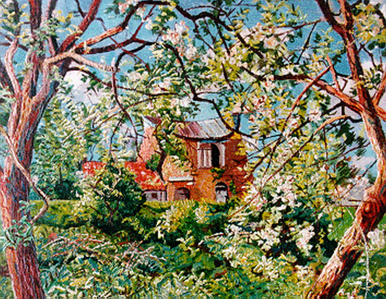 Bieling H.F.  | Hermann Friederich 'Herman' Bieling, An orchard in blossom, oil on canvas 46.3 x 60.4 cm, signed l.r. and dated '48